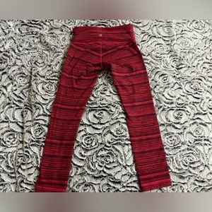 Lululemon Wunder Under Red Cyber Stripe Leggings Size 2